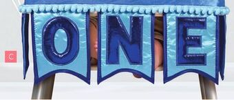 Party City 1st birthday high chair decorating kit featuring one banner, blue offer