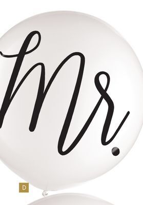 Party City Mr. wedding latex balloon, 24, white/black offer