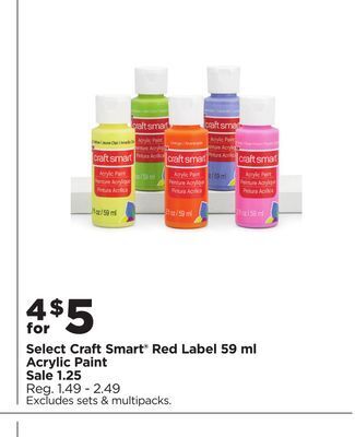 Michaels Select craft smart red label 59 ml acrylic paint offer