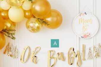 Party City Oh baby foil banner with tassel, white/gold offer