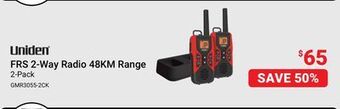 Visions Electronics Uniden frs 2-way radio 48km range offer