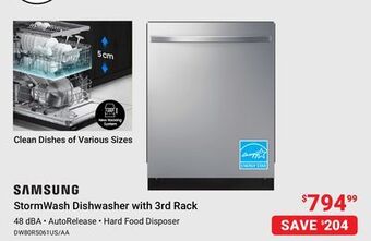Visions Electronics Samsung stormwash dishwasher with 3rd rack offer