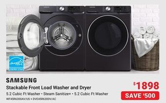 Visions Electronics Samsung stackable front load washer and dryer offer