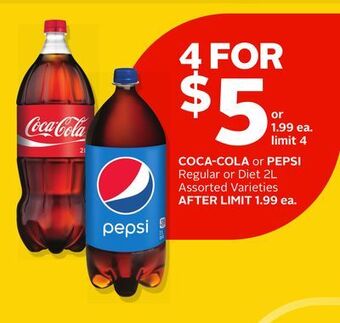 Rexall Coca-cola or pepsi regular or diet 2l offer