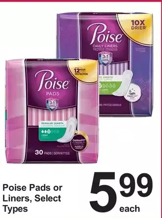 Pharmasave Poise pads or liners offer