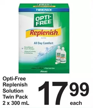 Pharmasave Opti-free replenish solution twin pack offer