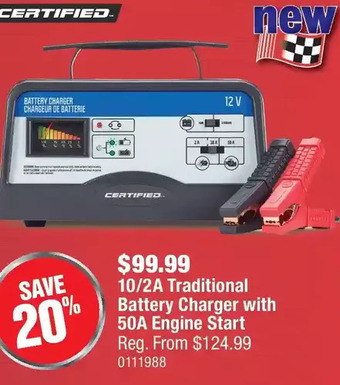 PartSource Certified 10/2a traditional battery charger with 50a engine start offer
