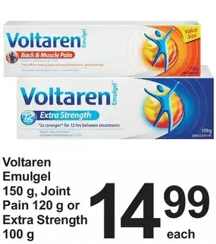 Pharmasave Voltaren emulgen, joint pain or extra strength offer