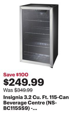 Best Buy Insignia 3.2 cu. ft. 115-can beverage centre (ns-bc115ss9) - stainless steel - only at best buy offer