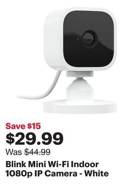 Best Buy Blink mini wi-fi indoor 1080p ip camera - white offer