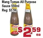 Top Food Supermarket Mang tomas all purpose sauce offer