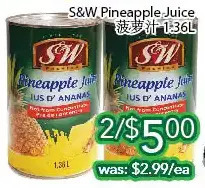 Ample Food Market S&w pineapple juice offer
