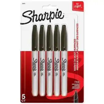 Staples Sharpie fine tip permanent markers, black, 5 pack offer