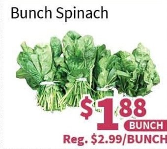 Blue Sky Supermarket Bunch spinach offer