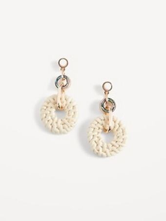 Old Navy Gold-plated rattan pendant earrings for women offer