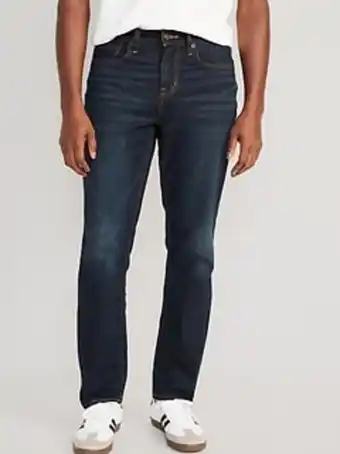 Old Navy Athletic taper built-in flex dark-wash jeans for men offer