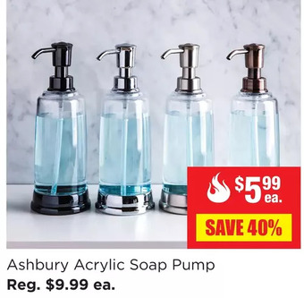Kitchen Stuff Plus Ashbury acrylic soap pump offer