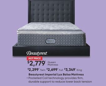 Sleep Country Beautyrest imperial lux balsa mattress offer