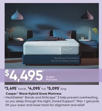 Sleep Country Casper® wave hybrid snow mattress offer