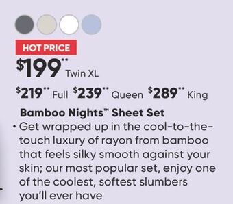Sleep Country Bamboo nights sheet set offer