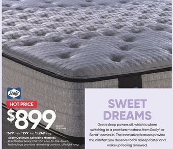 Sleep Country Sealy optimum aphrodite mattress offer