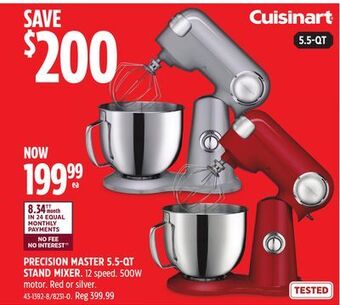 Canadian Tire Cuisinart precision master 5.5-qt stand mixer offer