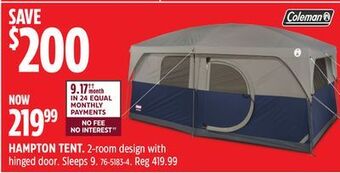Canadian Tire Coleman hampton tent offer