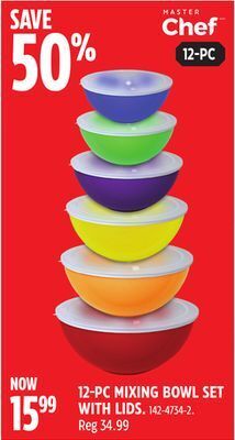 Canadian Tire Master chef 12-pc mixing bowl set with lids offer