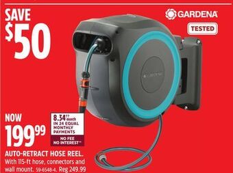 Canadian Tire Gardena auto-retract hose reel offer