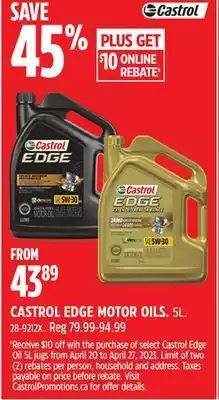 Canadian Tire Castrol edge motor oils offer
