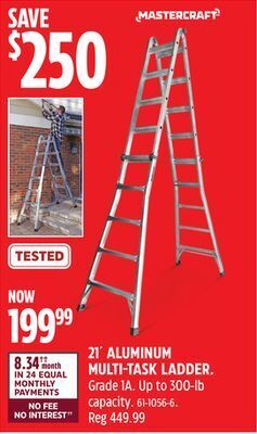 Canadian Tire Mastercraft 21´ aluminum multi-task ladder offer