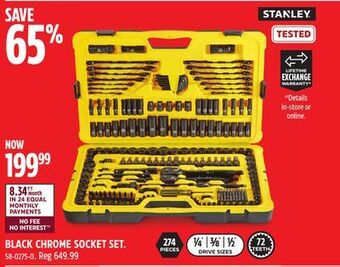 Canadian Tire Stanley black chrome socket set offer