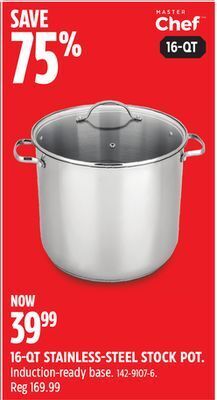 Canadian Tire Master chef 16-qt stainless-steel stock pot offer