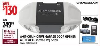 Canadian Tire Chamberlain 1/2-hp chain-drive garage door opener with wi-fi offer