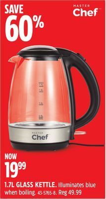 Canadian Tire Master chef 1.7l glass kettle offer