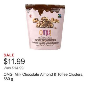 Costco Omg! milk chocolate almond & toffee clusters, 680 g offer