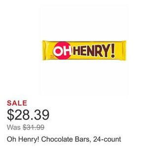 Costco Oh henry! chocolate bars, 24-count offer