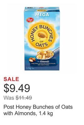 Costco Post honey bunches of oats with almonds, 1.4 kg offer