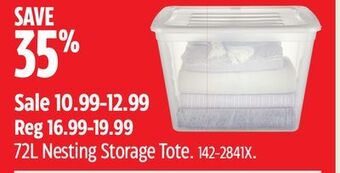 Canadian Tire Tuff store 72l nesting storage tote offer