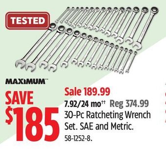 Canadian Tire Maximum 30-pc ratcheting wrench set offer