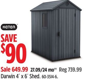 Canadian Tire Keter darwin 4' x 6' shed offer