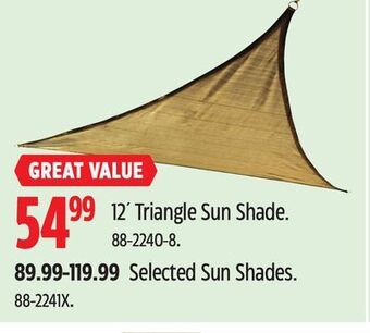 Canadian Tire Shelter logic 12' triangle sun shade offer