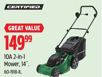 Canadian Tire Certified 10a 2-in-1 mower, 14 offer