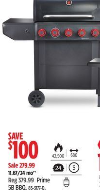Canadian Tire Master chef prime 5-burner propane gas bbq grill offer