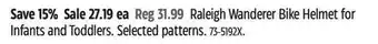 Canadian Tire Raleigh wanderer bike helmet for infants and toddlers offer