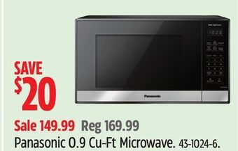 Canadian Tire Panasonic 0.9cu-ft microwave offer