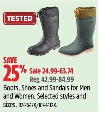 Canadian Tire Kamik boots, shoes and sandals for men and women offer