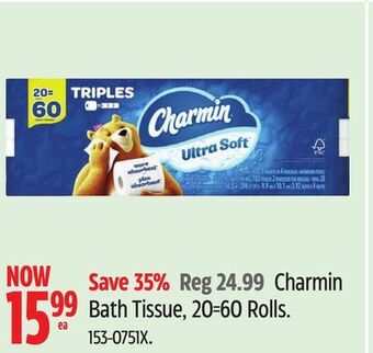 Canadian Tire Charmin bath tissue, 20=60 rolls offer
