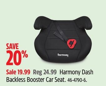 Canadian Tire Harmony dash backless booster car seat offer