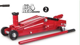 Canadian Tire Big red 3-ton suv trolley jack with extended height offer